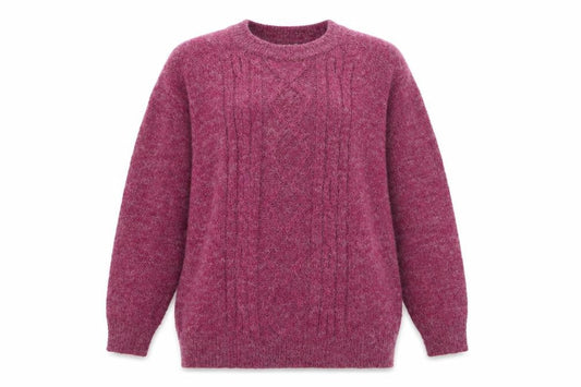 Damart Women’s Purple Cable-Knit Acrylic Pullover Jumper Size L 18/20