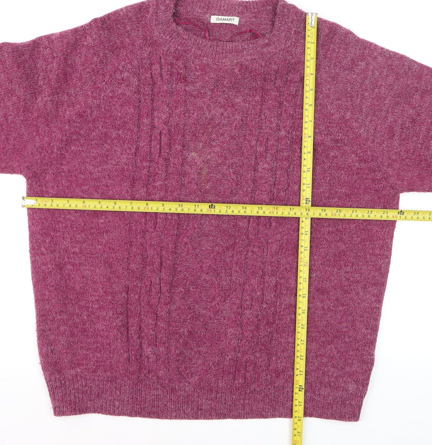 Damart Women’s Purple Cable-Knit Acrylic Pullover Jumper Size L 18/20
