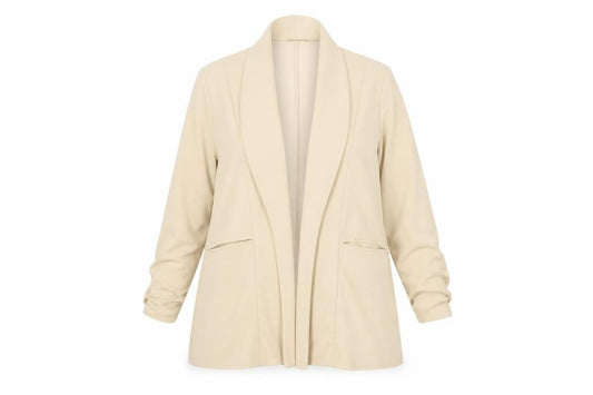 Boohoo Women Beige Shawl Collar Longline Blazer Size 18
