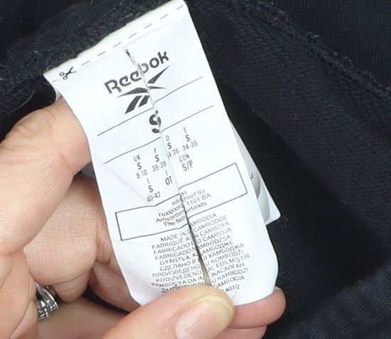 Reebok Women Black Small Jogger Sweatpants Elastic Waist Pockets