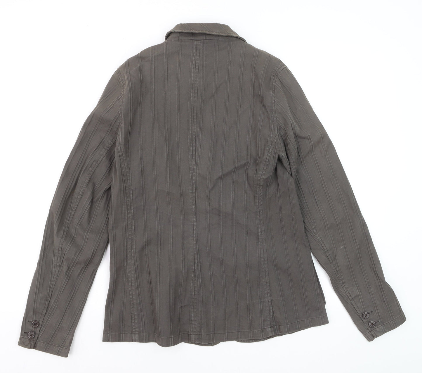 B & D Fashions Women’s Brown Striped Cotton Blazer Jacket Size 12