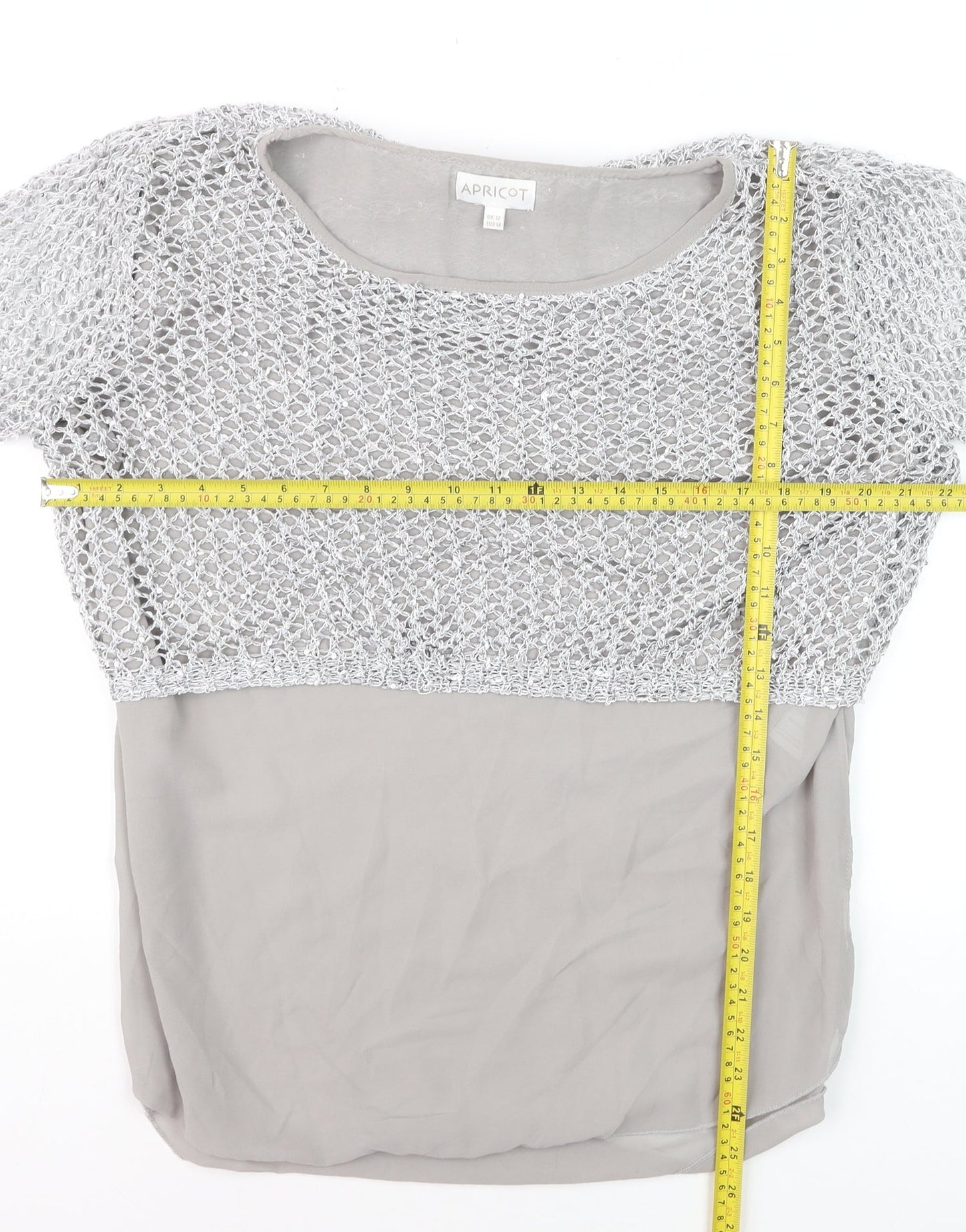 Apricot Women Grey Open-Knit Pullover Jumper Size 12