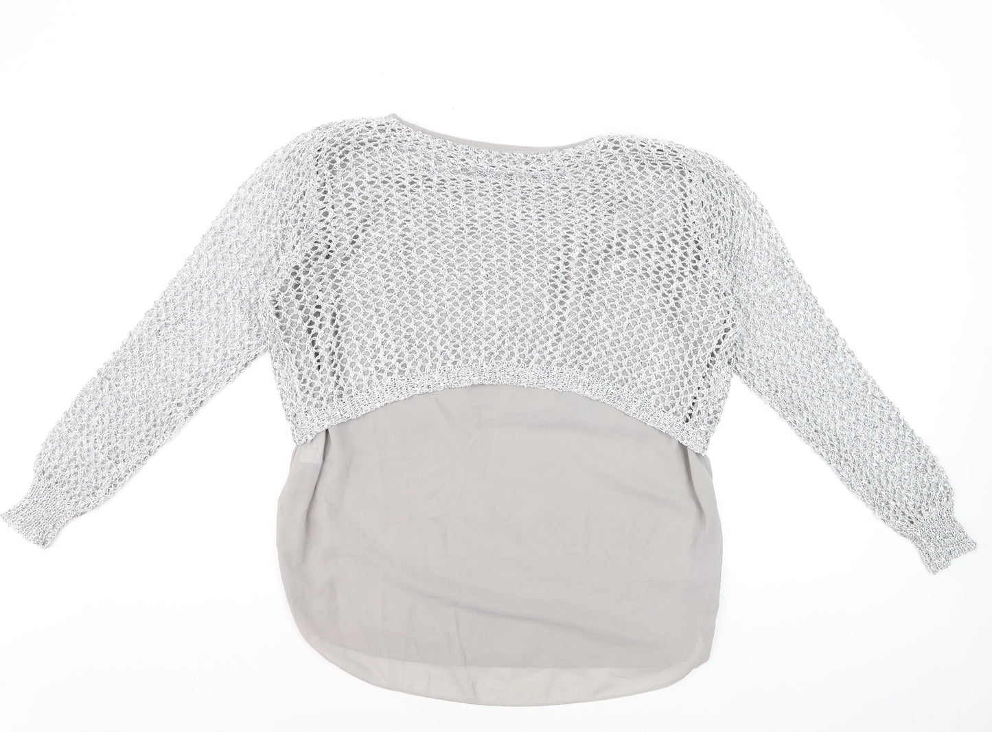 Apricot Women Grey Open-Knit Pullover Jumper Size 12