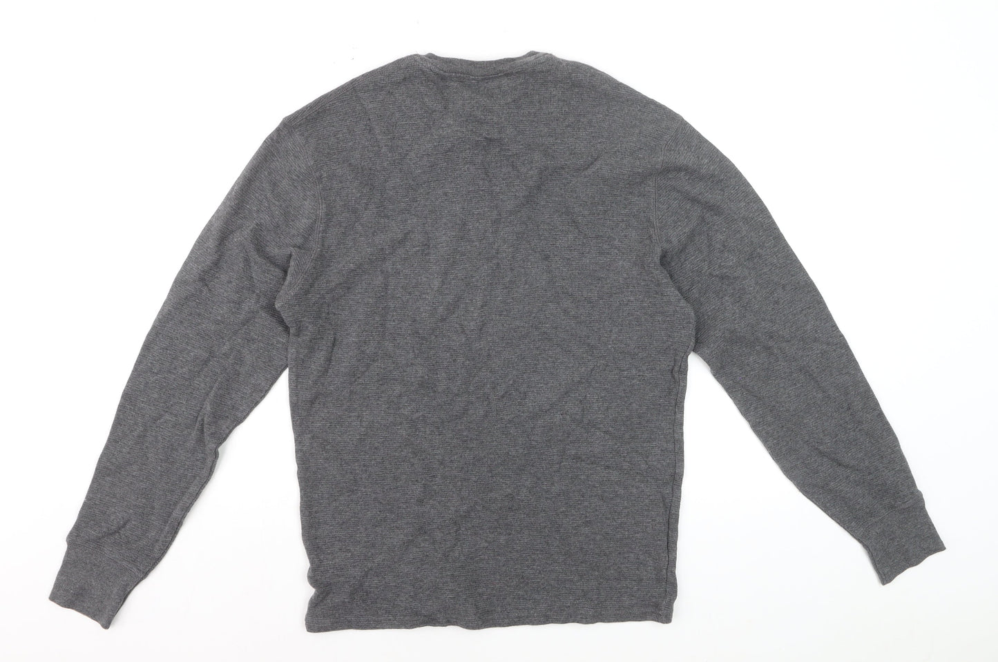 Polo Ralph Lauren Men's Grey Cotton Waffle-Knit Jumper L