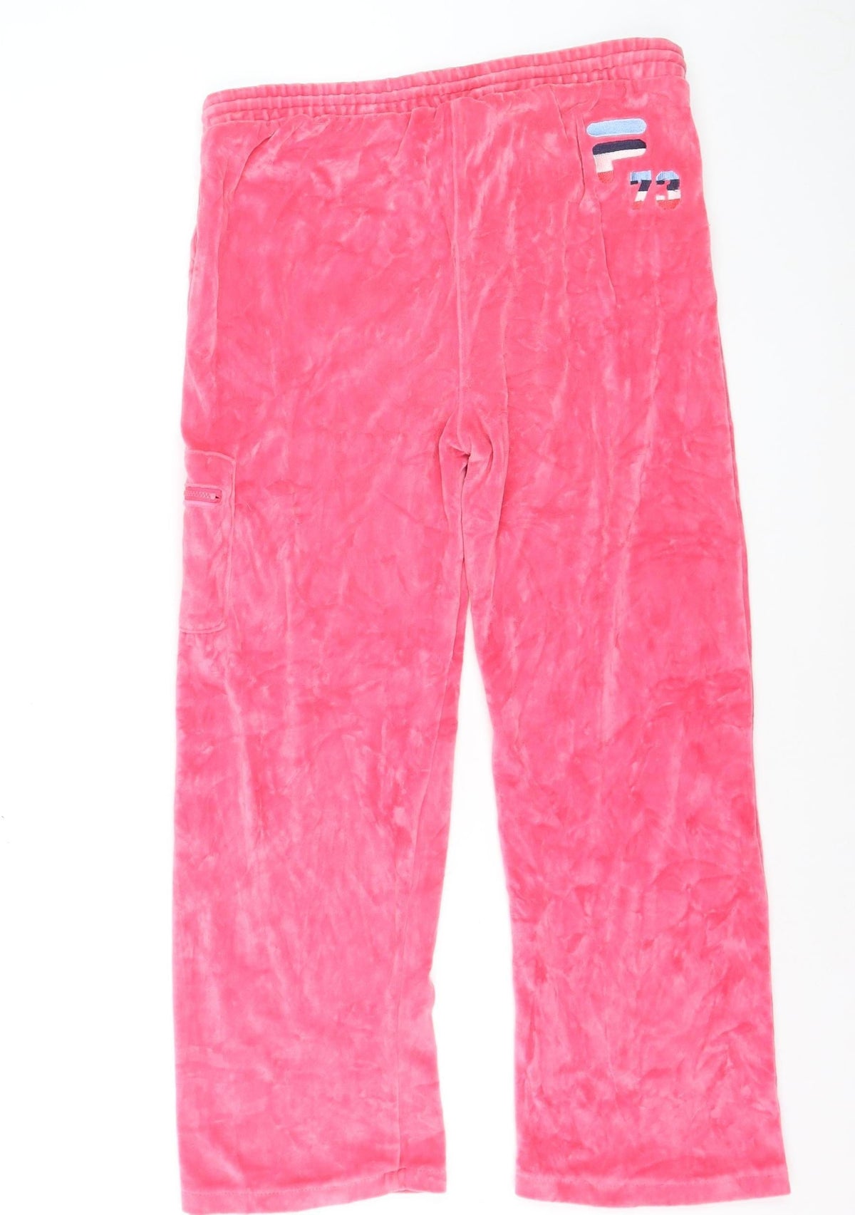 Fila Womens Pink Velour Jogger Trousers XL 16 Drawstring Pockets