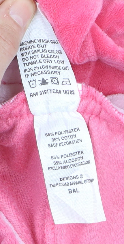 Fila Womens Pink Velour Jogger Trousers XL 16 Drawstring Pockets