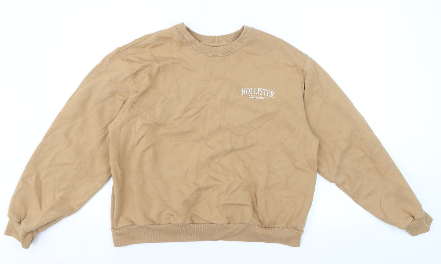 Hollister Womens Beige Crew Neck Pullover Sweatshirt M