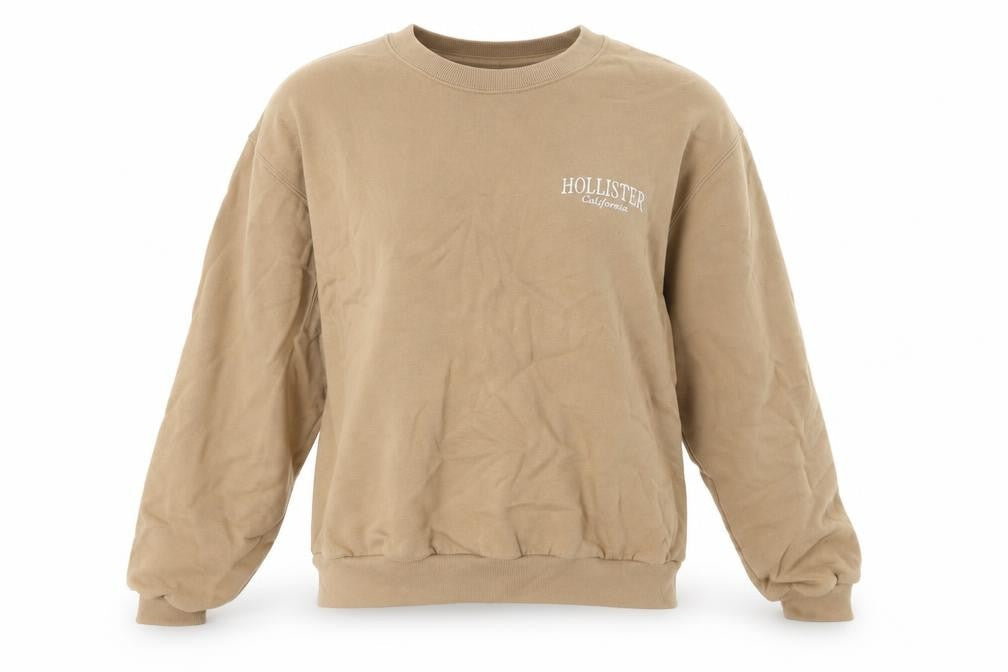 Hollister Womens Beige Crew Neck Pullover Sweatshirt M