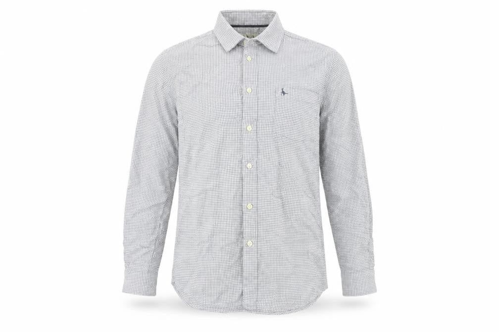 Jack Wills Men's Grey Check Long Sleeve Cotton Button-Up Shirt M