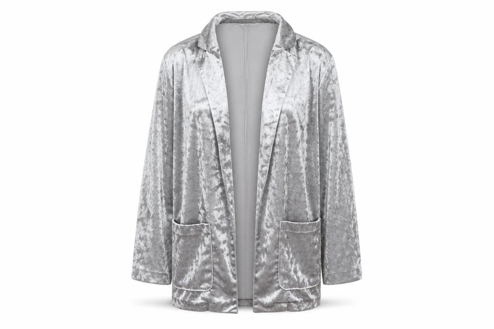 H&M Divided Women’s Silver Velvet Long Sleeve Cardigan Size 14