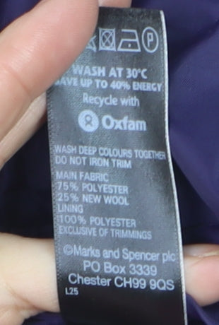 Marks and Spencer Women Purple Wool Blend Knee Length Pencil Skirt Size 18