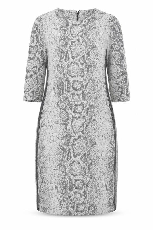 Just White Womens Grey Animal Print Knit Sheath Dress Size 10