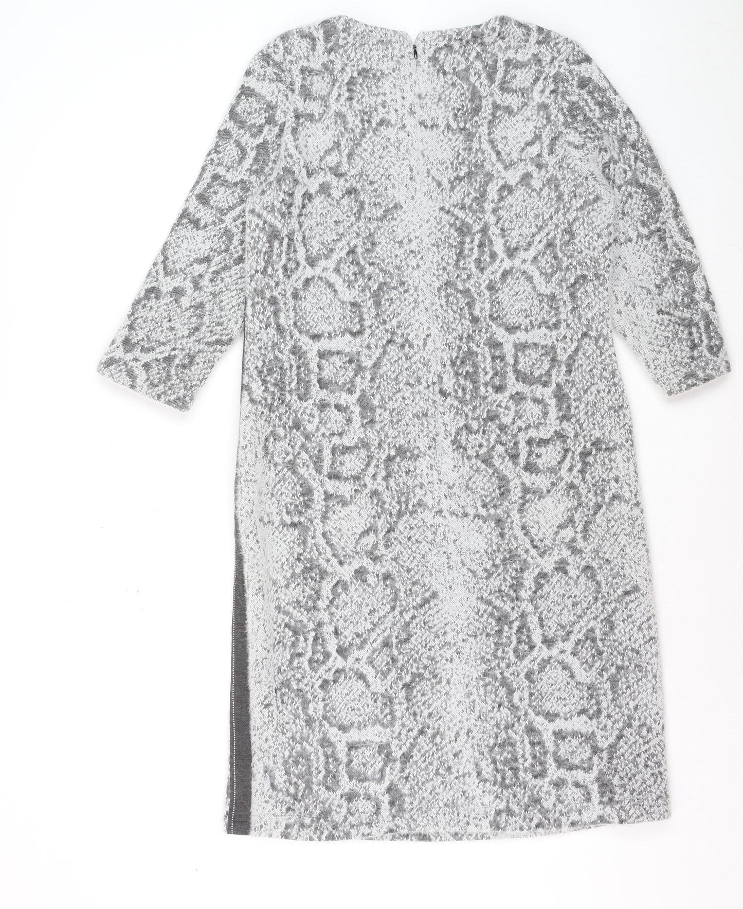 Just White Womens Grey Animal Print Knit Sheath Dress Size 10