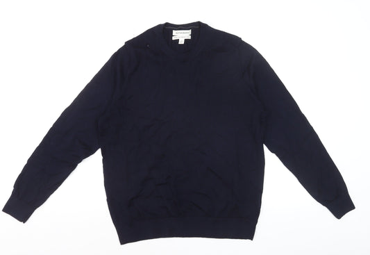 Marks and Spencer Men’s Blue Merino Wool Crew Neck Jumper Size L