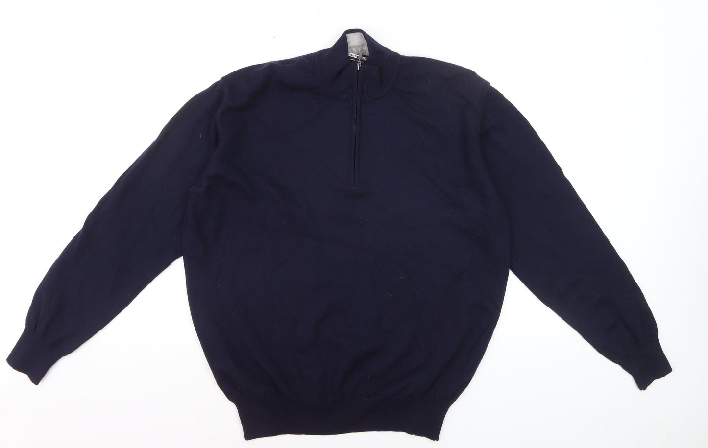 Marco Fiori Men’s Blue XL 1/2 Zip Merino Wool Jumper