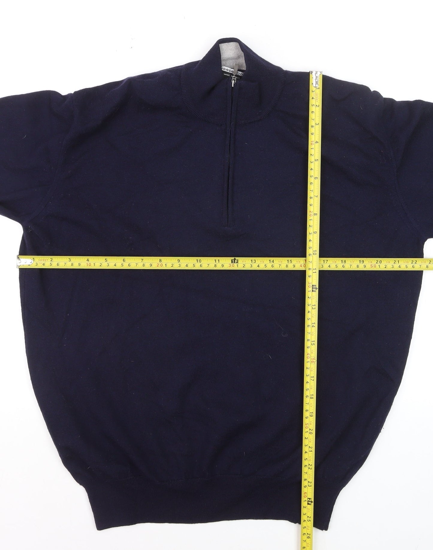 Marco Fiori Men’s Blue XL 1/2 Zip Merino Wool Jumper