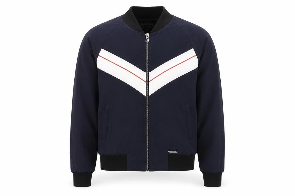 Guess Men's Blue Bomber Jacket Small Retro Zip Style