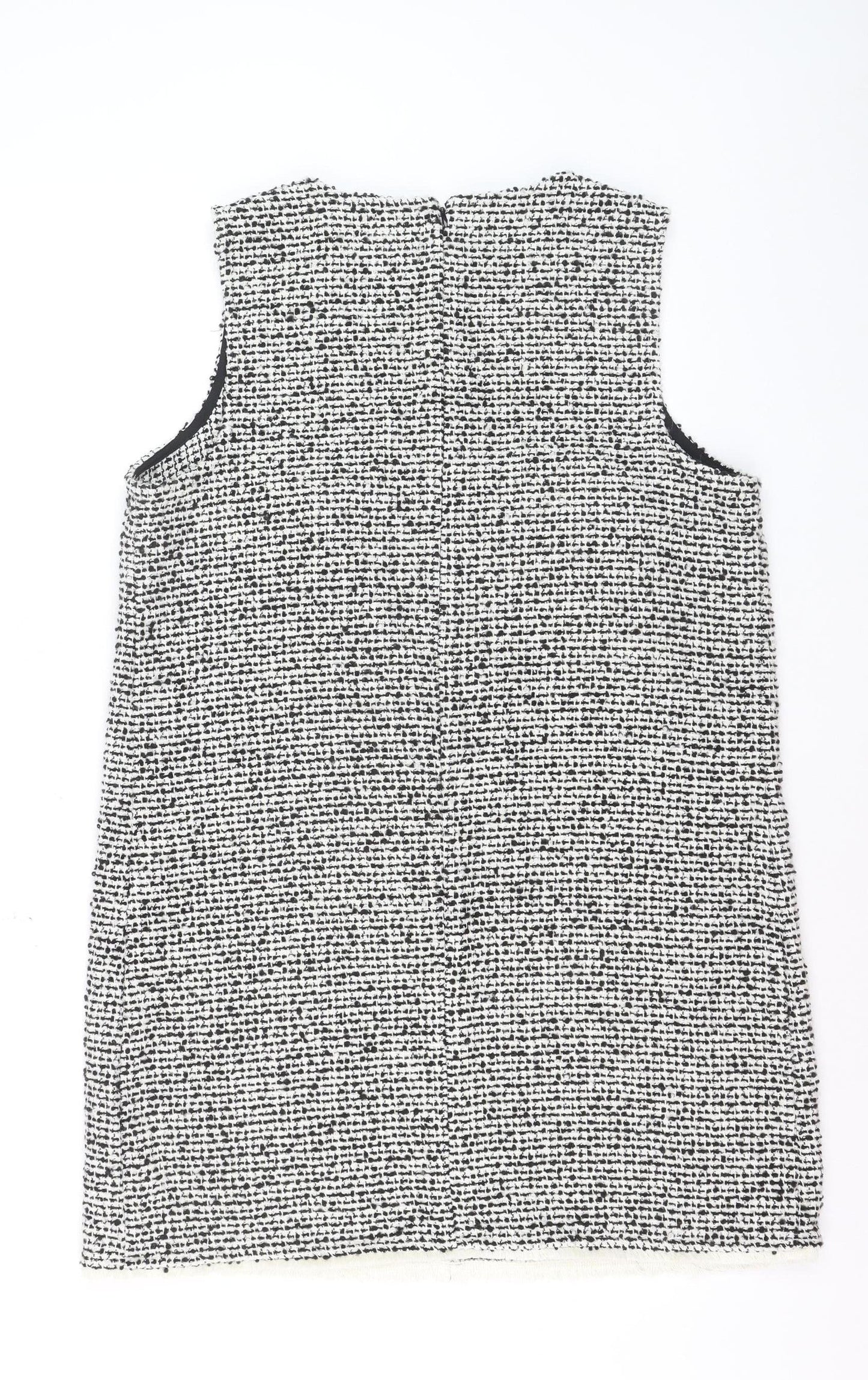 Marks and Spencer Women Black Knee Length Tweed Shift Dress Size 14