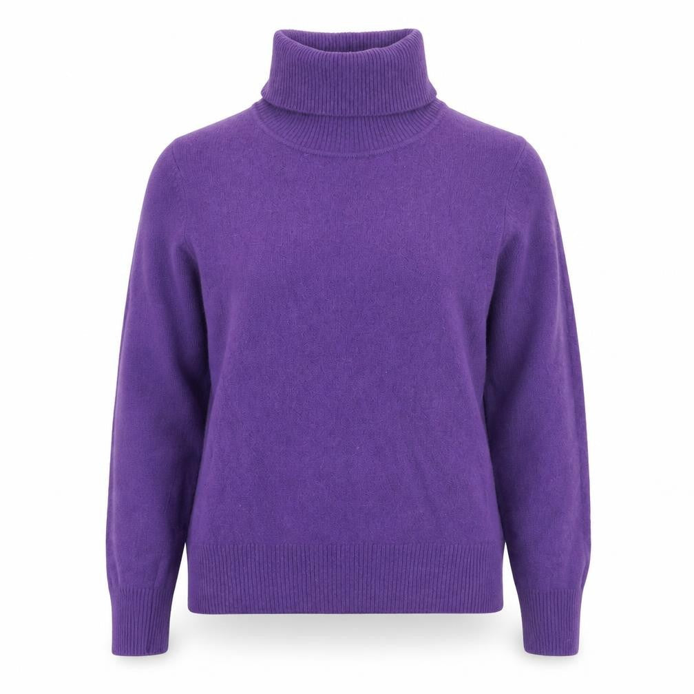 United Colors of Benetton Women's Purple Wool Roll Neck Jumper Size M