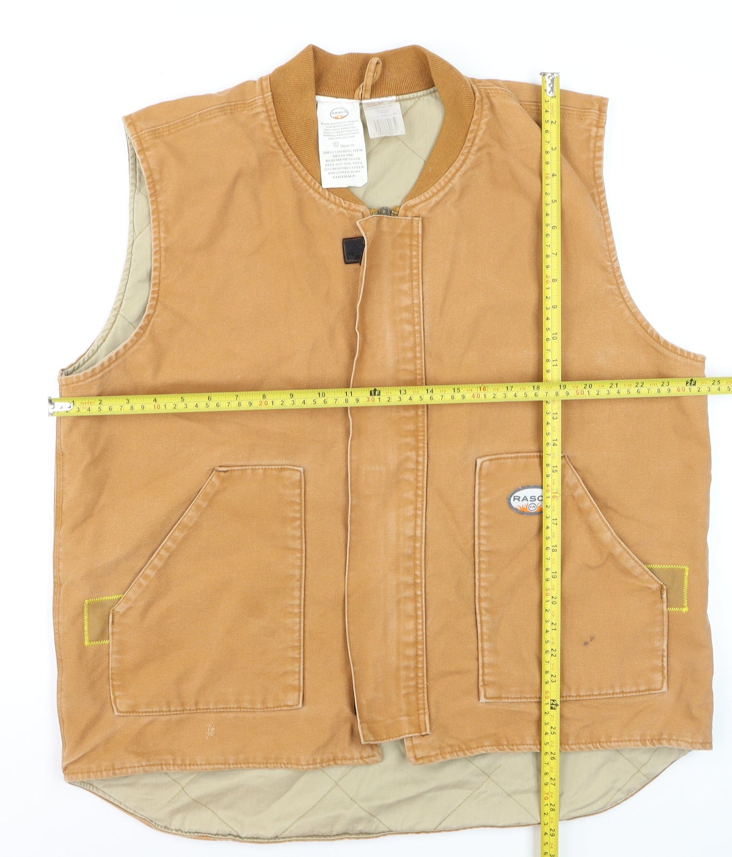 Rasco Men’s Brown Flame Resistant Work Waistcoat XL Cotton Canvas