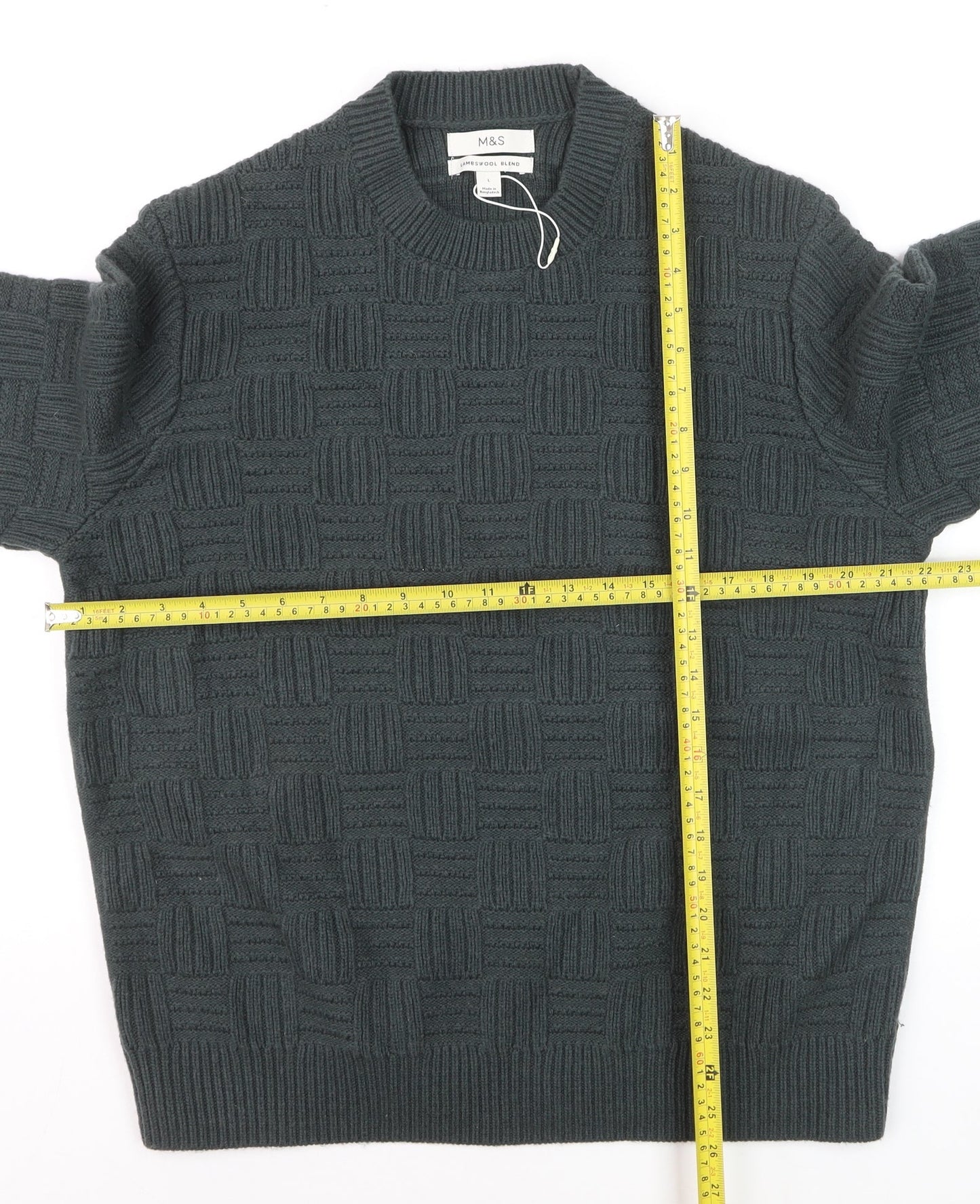 Marks and Spencer Men’s Grey Lambswool Blend Crew Neck Jumper L