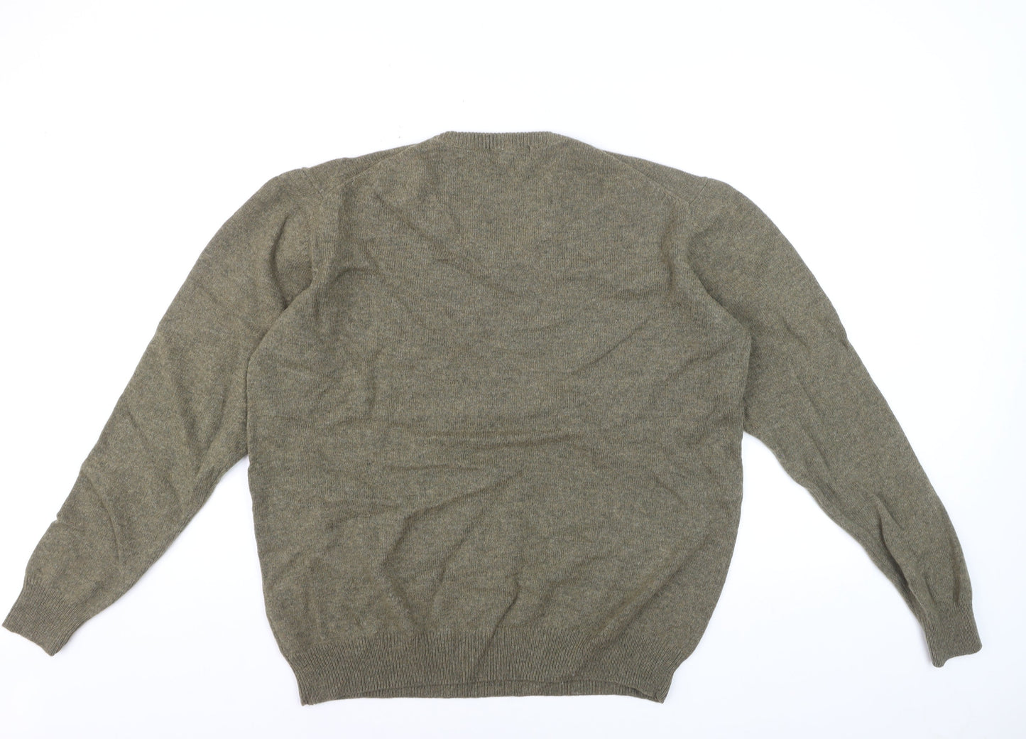 James Pringle Men's Green Wool V-Neck Jumper XXL Classic Knit