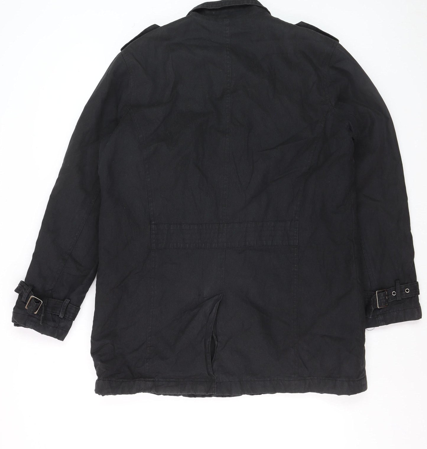 Calvin Klein Men's Black Cotton Mid-Length Overcoat L