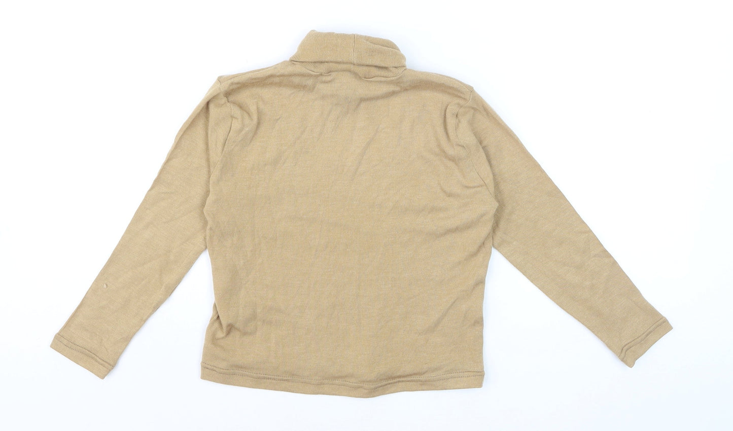 Beyond Retro Women's Beige Roll Neck Knit Jumper Size S Classic Style