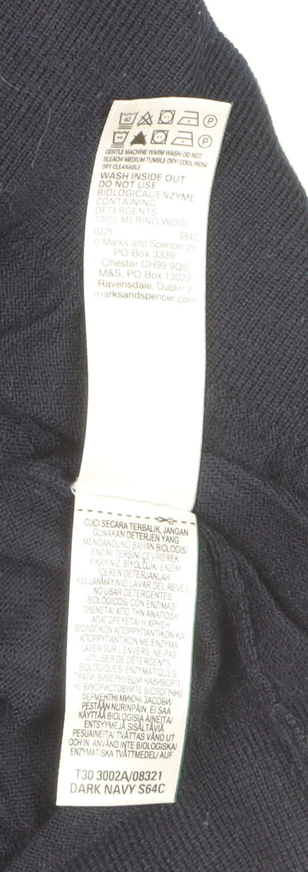 Marks and Spencer Autograph Mens Blue 2XL Merino Wool 1/2 Zip Jumper