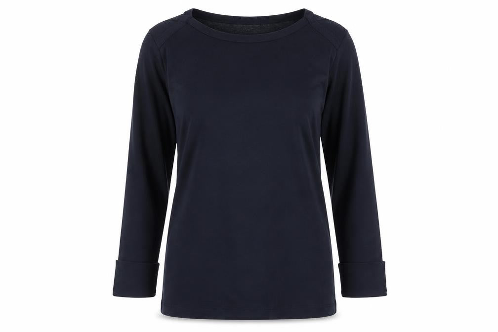 Cotton Traders Women's Blue Long Sleeve Basic Cotton T-Shirt Size 12
