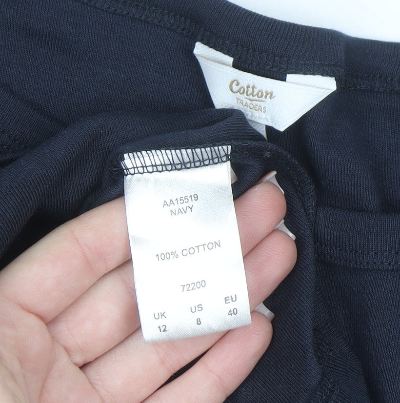 Cotton Traders Women's Blue Long Sleeve Basic Cotton T-Shirt Size 12