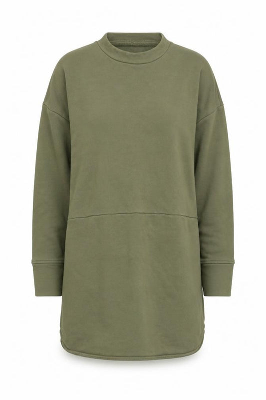 Noughts & Kisses Womens Khaki Long Sleeve Tunic Sweatshirt Size S