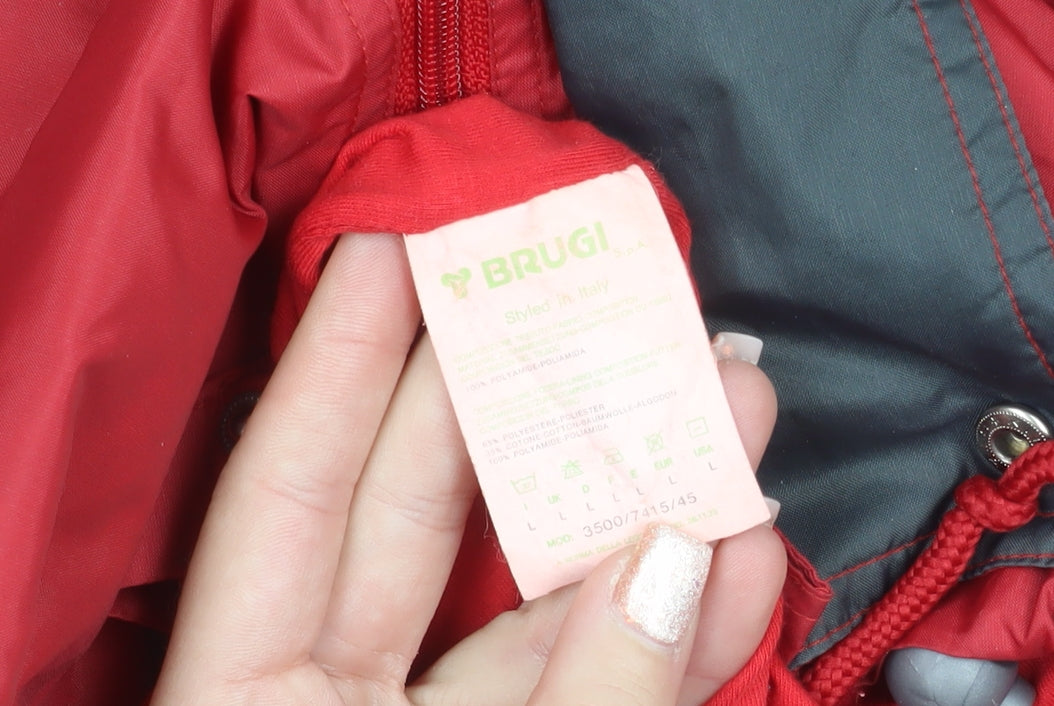 Brugi Men's Red & Grey Colour Block Puffer Jacket L Regular Fit