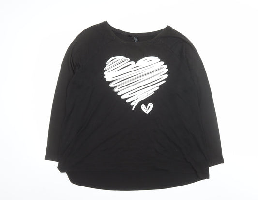 Rainbow Women’s Black Long Sleeve Heart Print T-Shirt Size 20