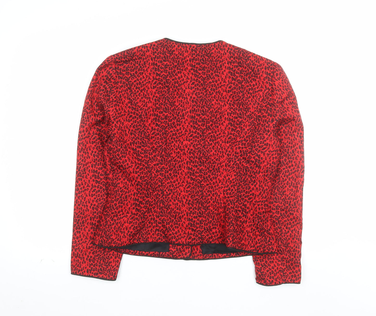 Maggy London Womens Red Animal Print Silk Jacket Size 12