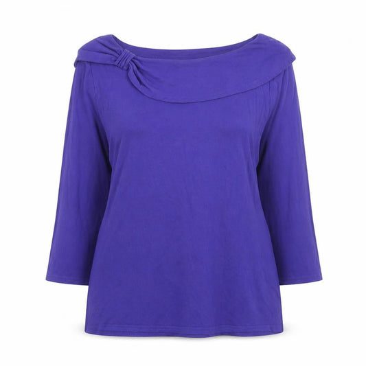 Kaliko Women's Purple Boat Neck 3/4 Sleeve Tunic Blouse Size 12