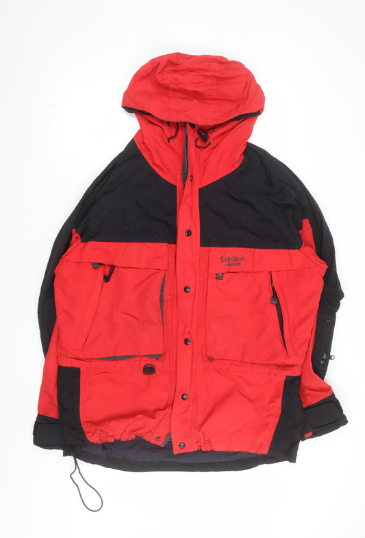 Solstice Men's Red Black Winter Parka Jacket L Hooded Nylon