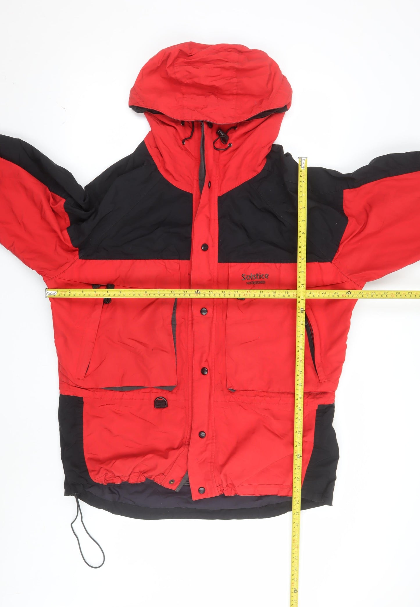 Solstice Men's Red Black Winter Parka Jacket L Hooded Nylon