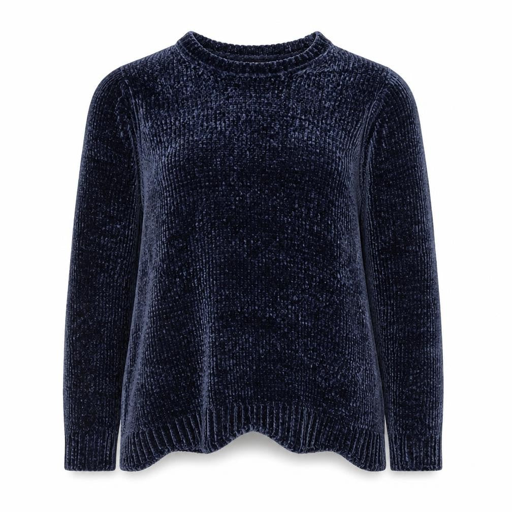 Bonmarché Women Blue Velvet Long Sleeve Pullover Jumper Size 12