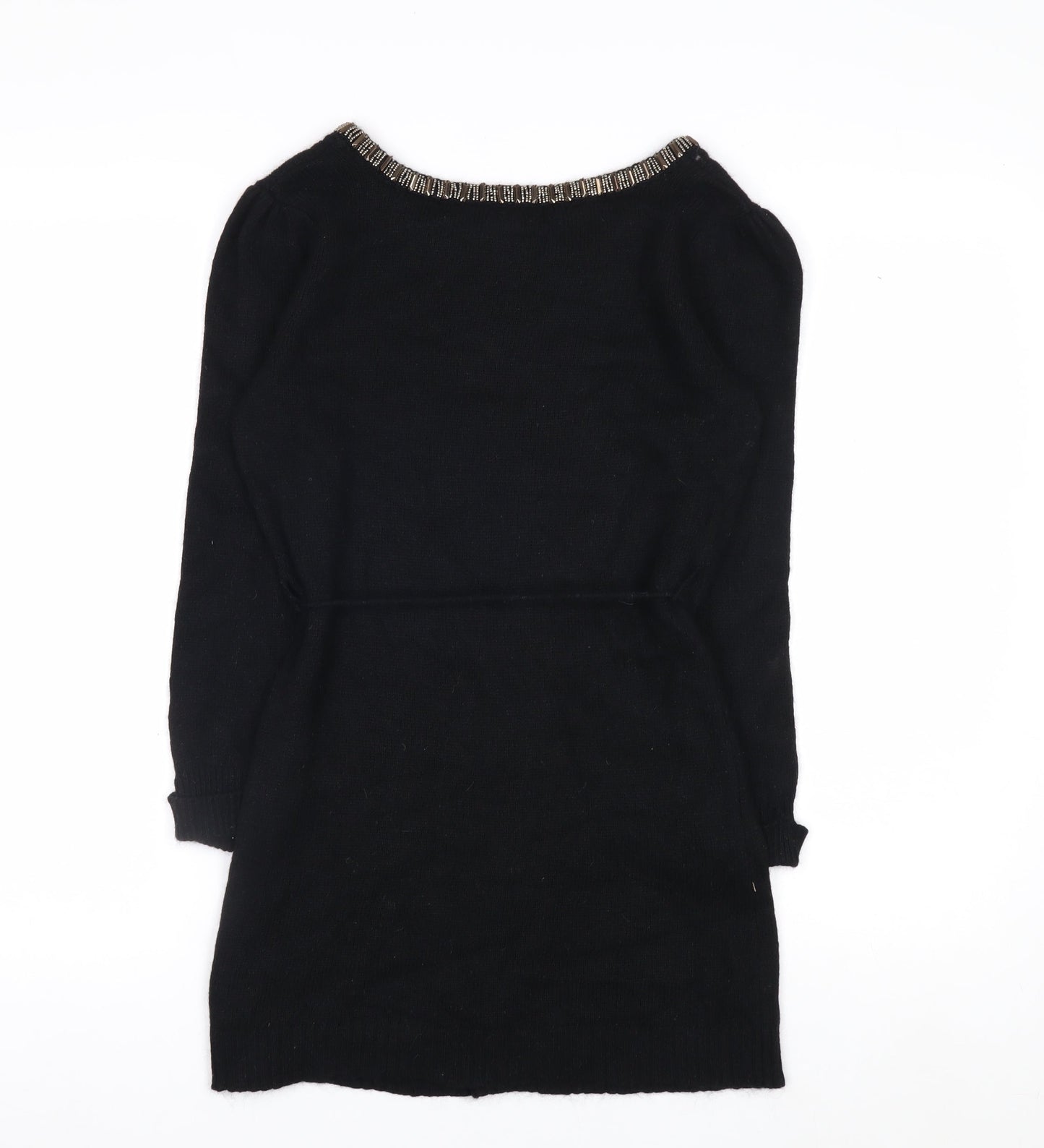 H&M MAMA Black Beaded Boat Neck Knit Tunic Jumper Women's S