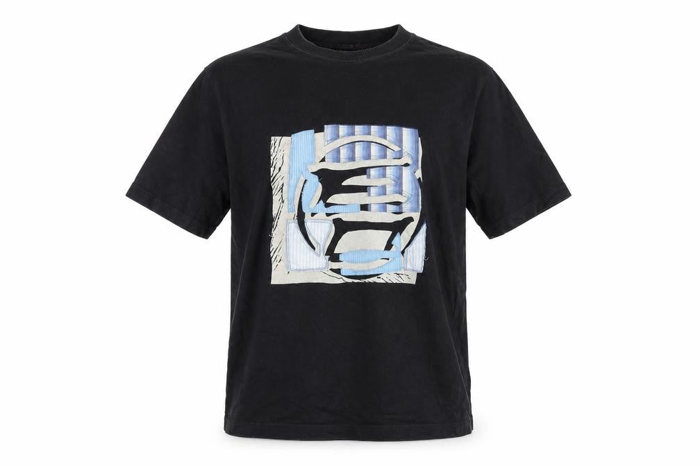 Etienne Ozaki Men's Black Graphic Print Cotton T-Shirt Size L