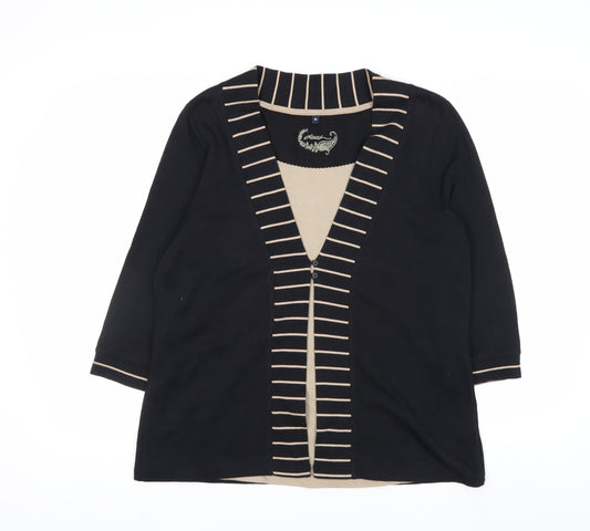 Dash Women’s Black Striped V-Neck Tunic Top Size 16 Cotton Blend