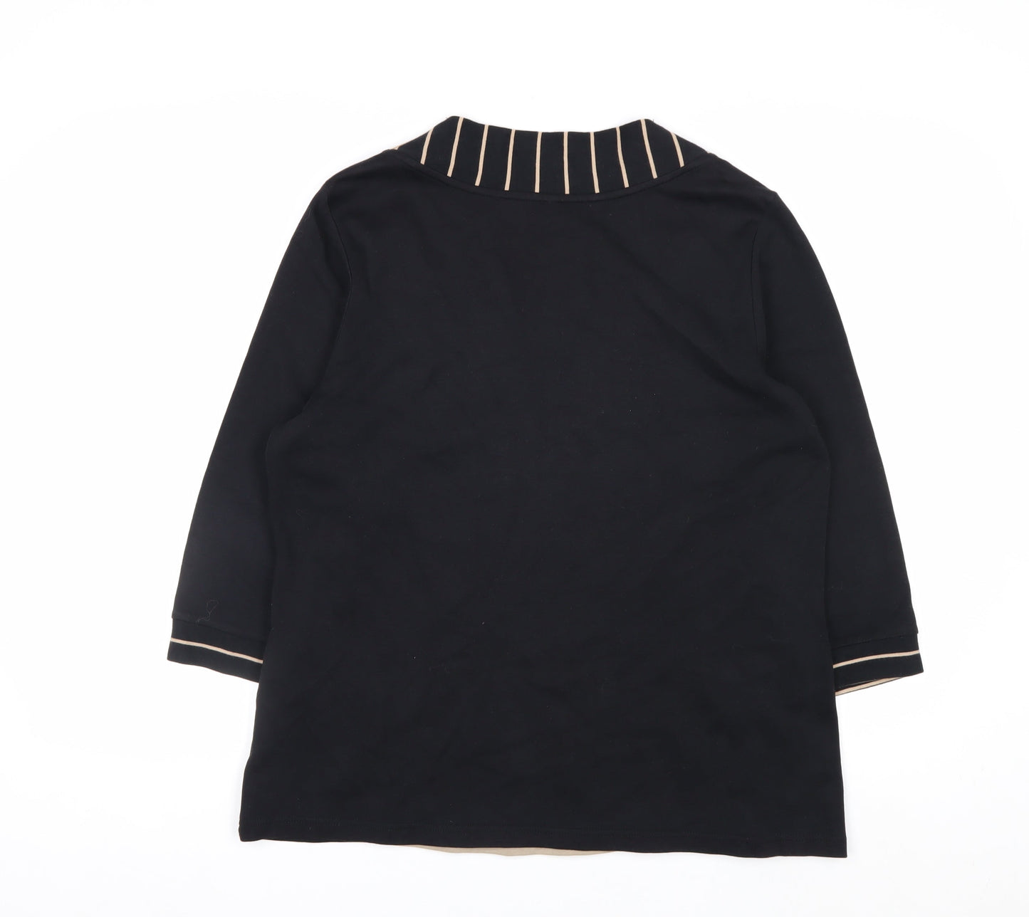 Dash Women’s Black Striped V-Neck Tunic Top Size 16 Cotton Blend
