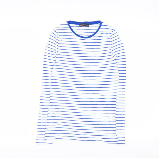 Marks and Spencer Women’s Blue Striped Long Sleeve Cotton T-Shirt Size 8