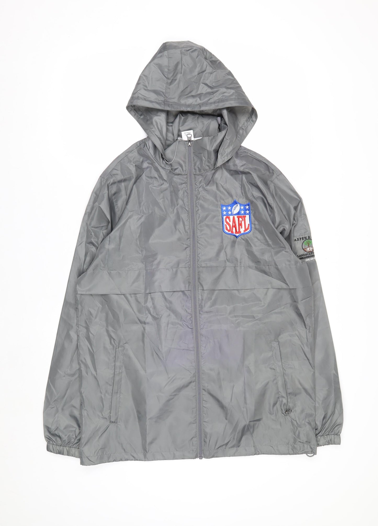 Team 365 Men's Grey Hooded Windbreaker Jacket Size S