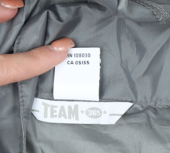 Team 365 Men's Grey Hooded Windbreaker Jacket Size S