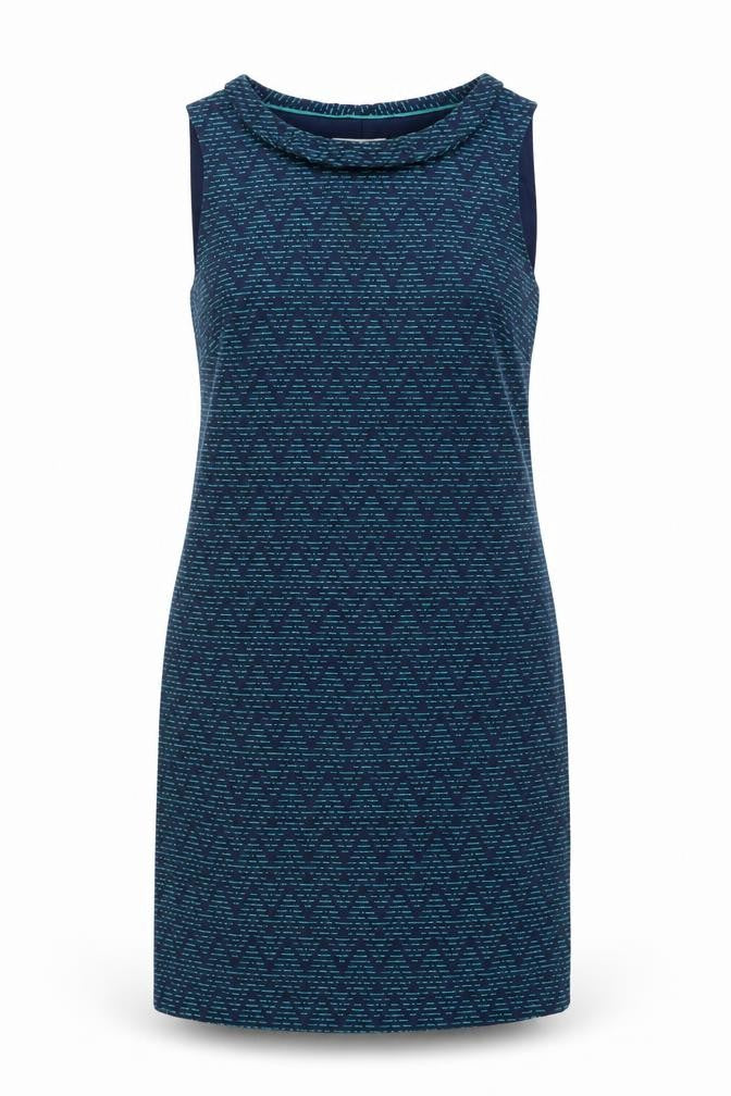 White Stuff Women's Blue Geometric Shift Dress Size 8