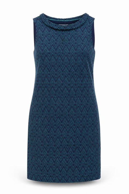 White Stuff Women's Blue Geometric Shift Dress Size 8