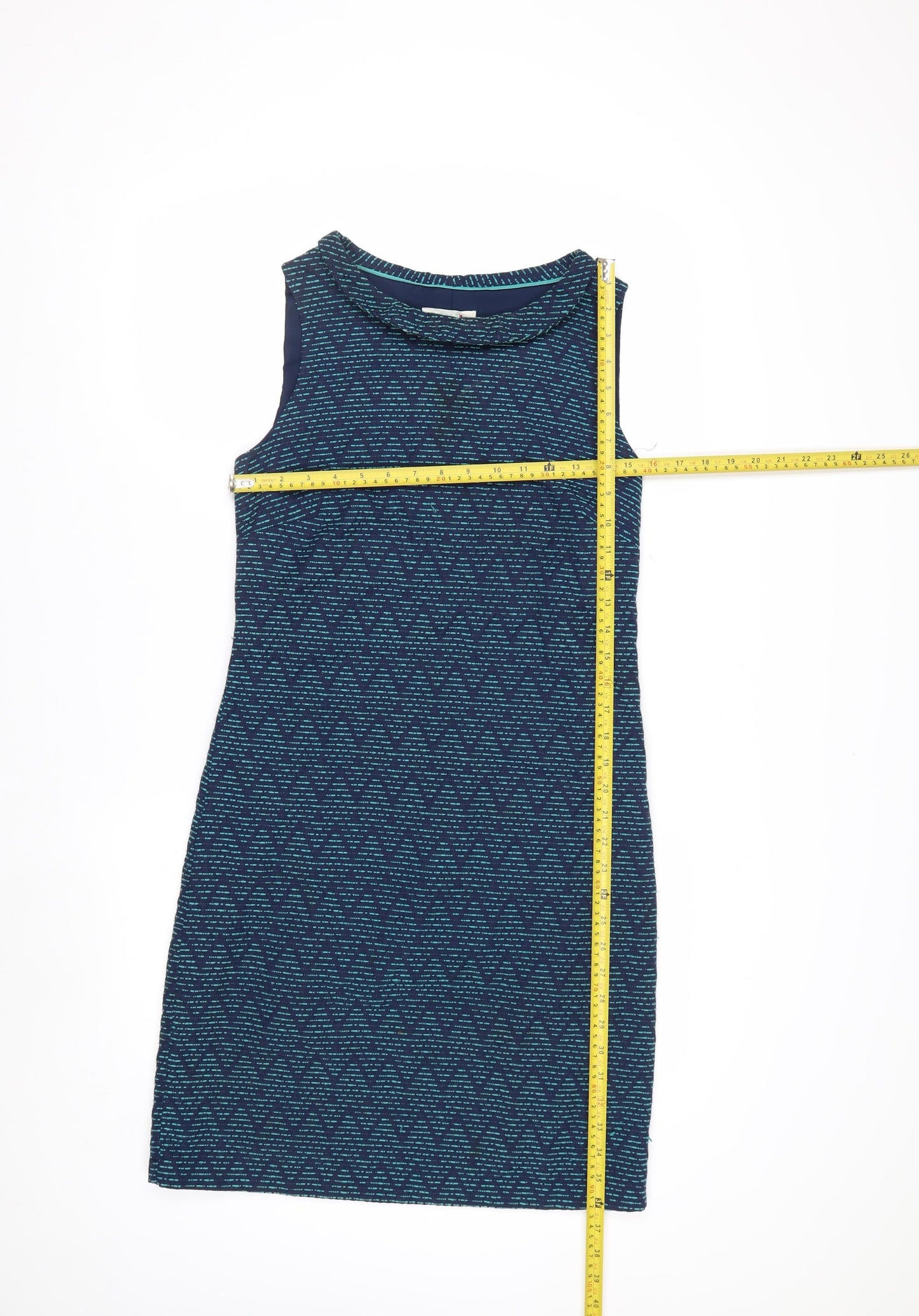 White Stuff Women's Blue Geometric Shift Dress Size 8