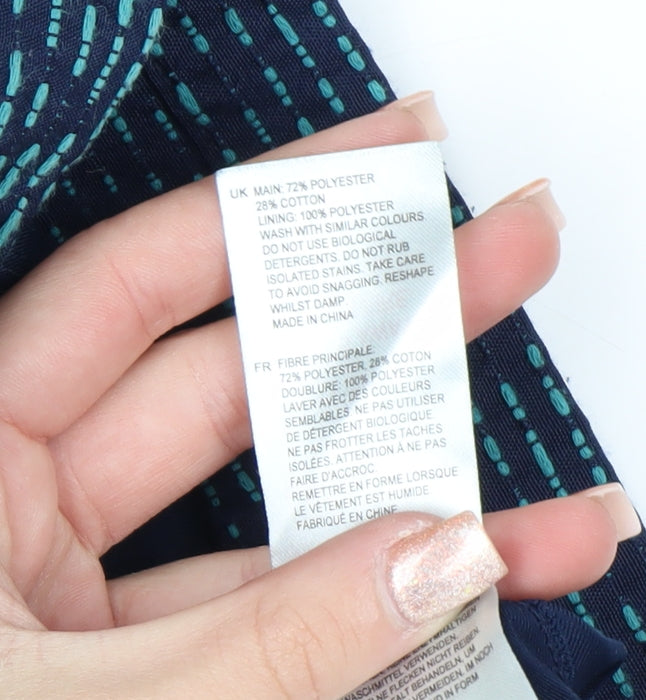 White Stuff Women's Blue Geometric Shift Dress Size 8